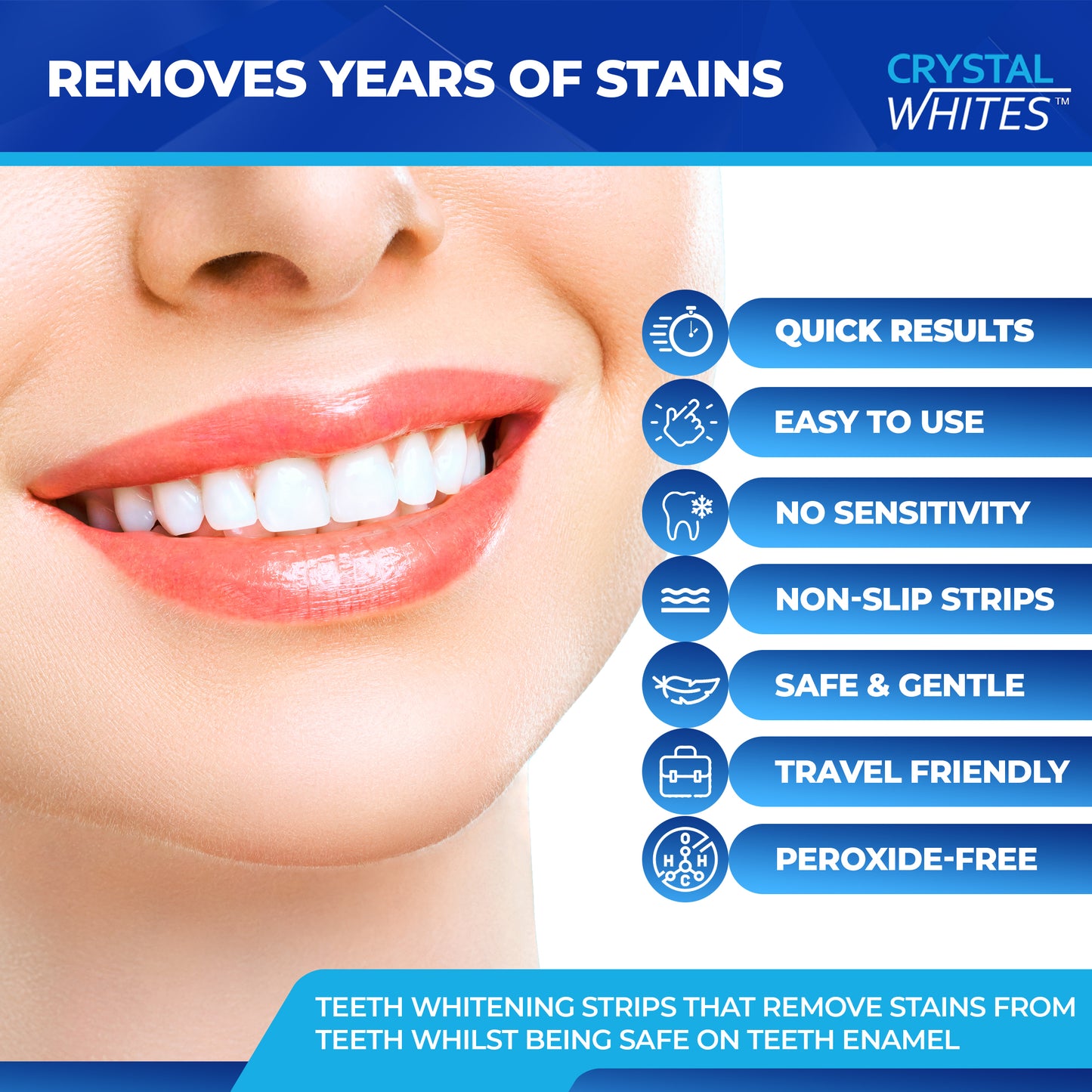 Deluxe Teeth Whitening Strips & LED Laser Light - 50 Pack - Crystal Whites