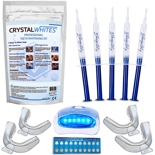 Teeth Whitening Kit With LED Light & 5 Gels - Advanced - Crystal Whites